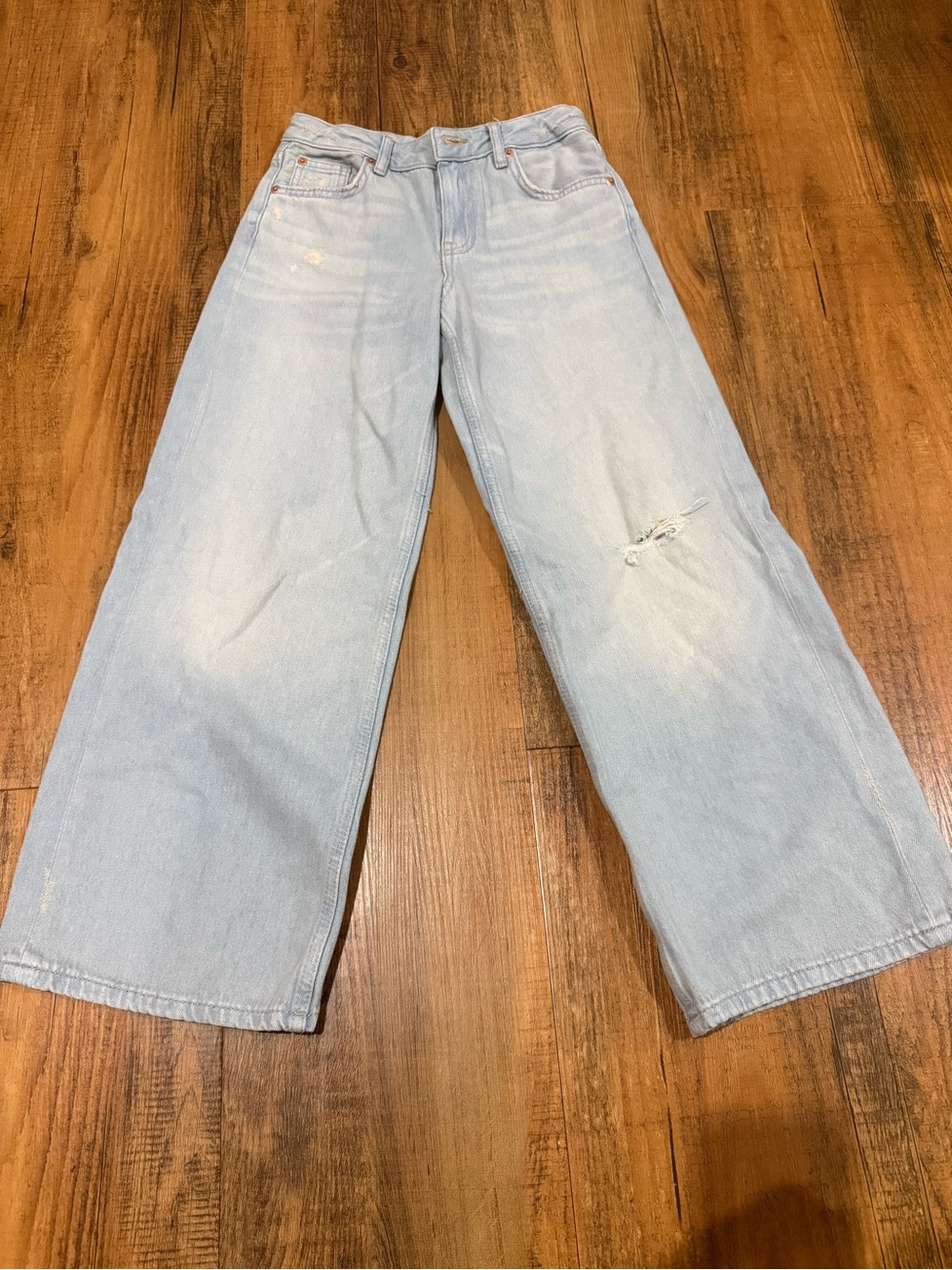BOGO Zara Kids Light Wash Relaxed Wide-Leg Jeans - Light Blue